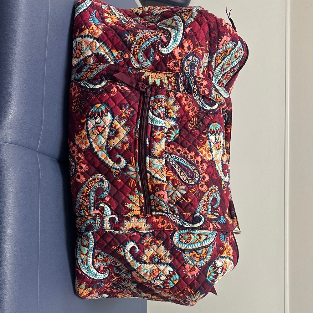 Vera Bradley Quilted Paisley Travel Duffel - Burgundy Teal Orange Multi